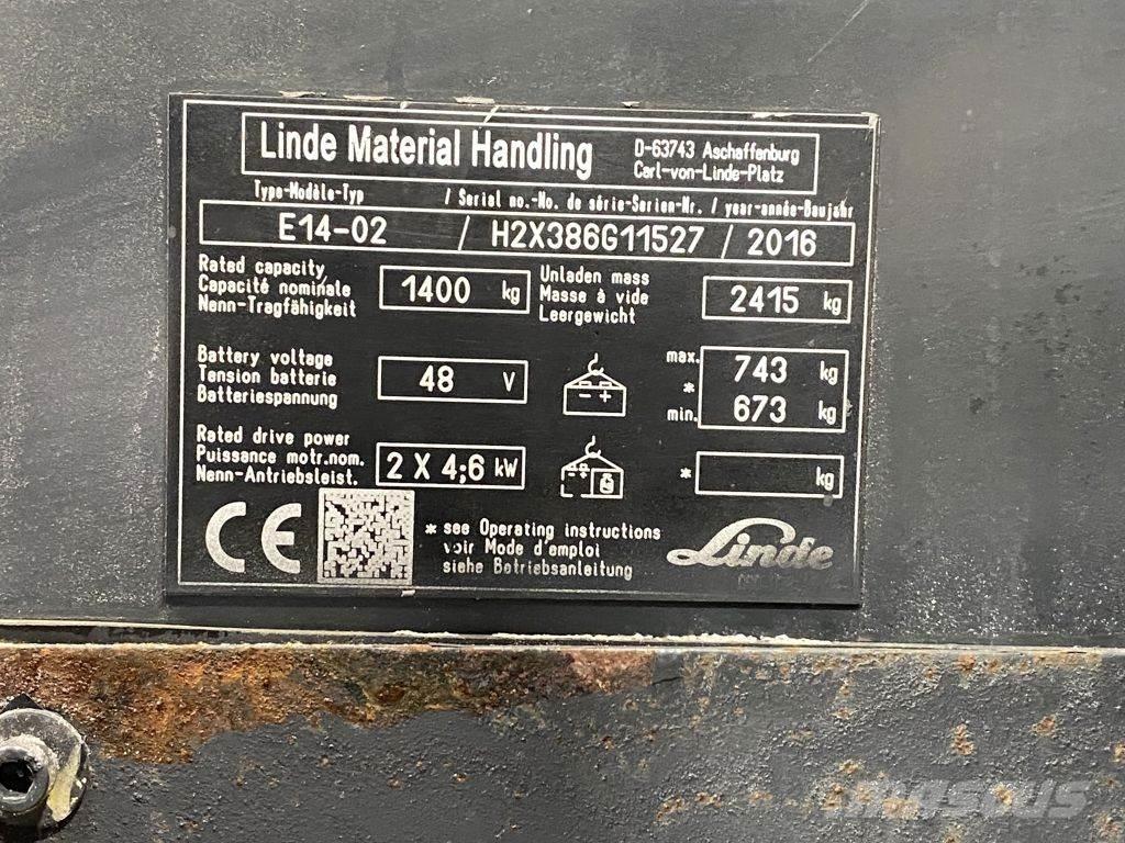 Linde E14-02 Ηλεκτρικά περονοφόρα ανυψωτικά κλαρκ
