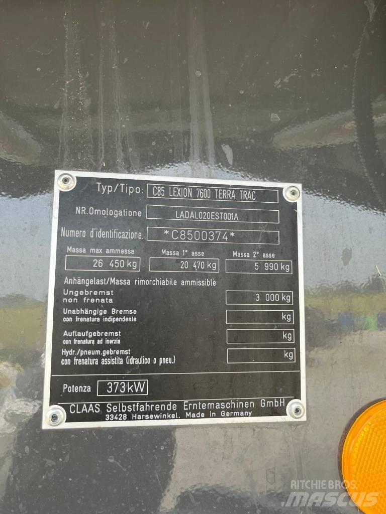 CLAAS LEXION 7600 TT Θεριζοαλωνιστικές μηχανές