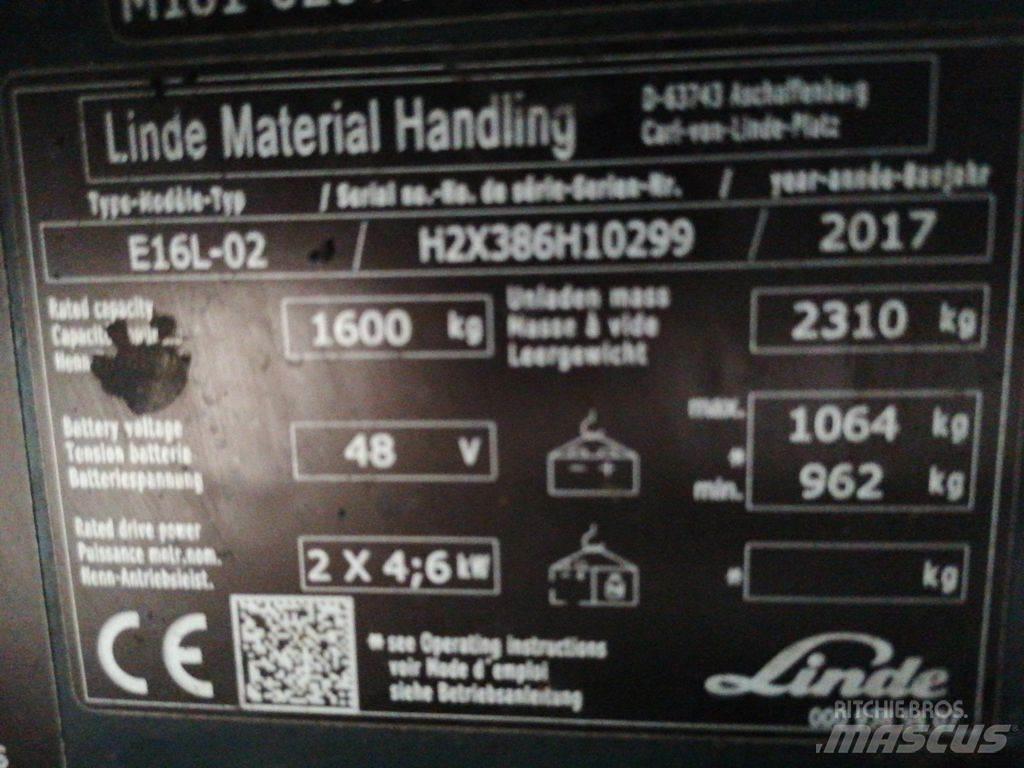 Linde E16L-02 Ηλεκτρικά περονοφόρα ανυψωτικά κλαρκ