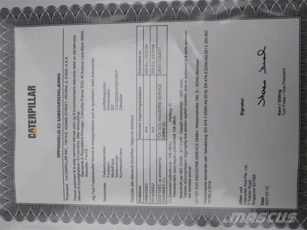 CAT 352 Εκσκαφείς με ερπύστριες