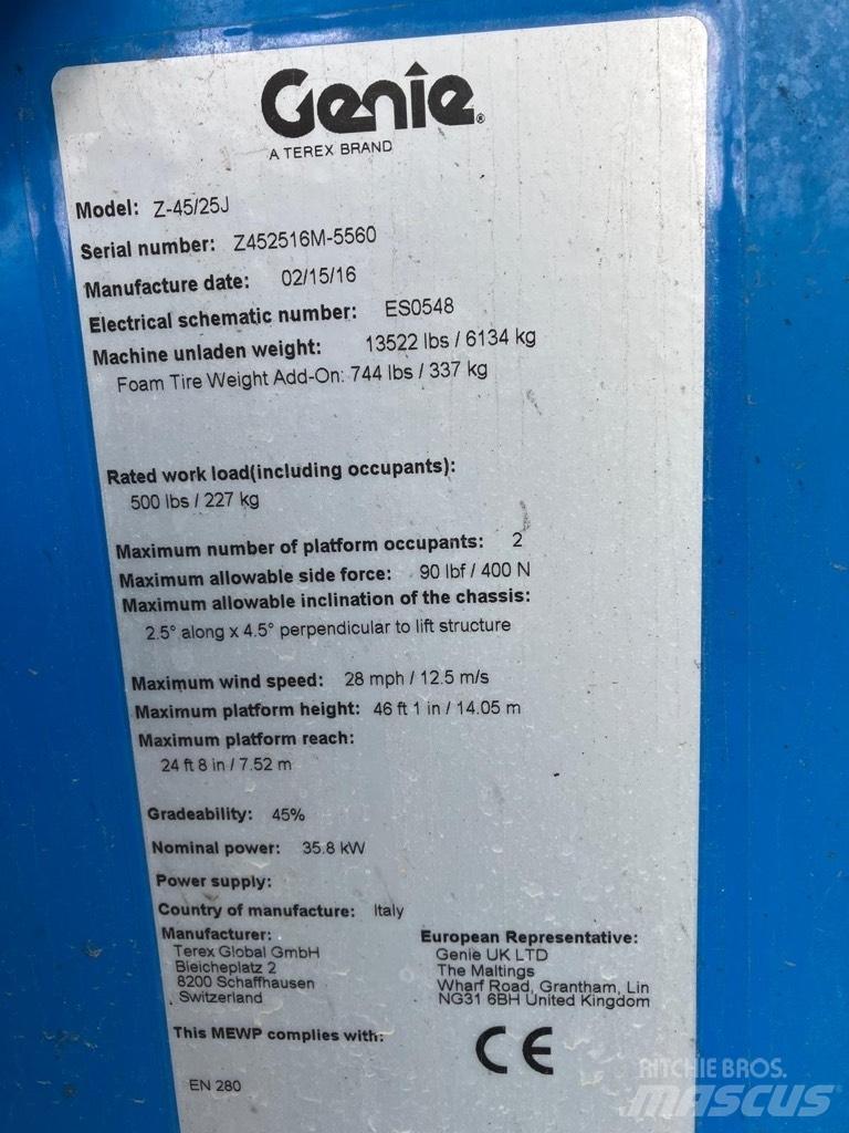 Genie Z 45/25 J Ανυψωτήρες με αρθρωτό βραχίονα