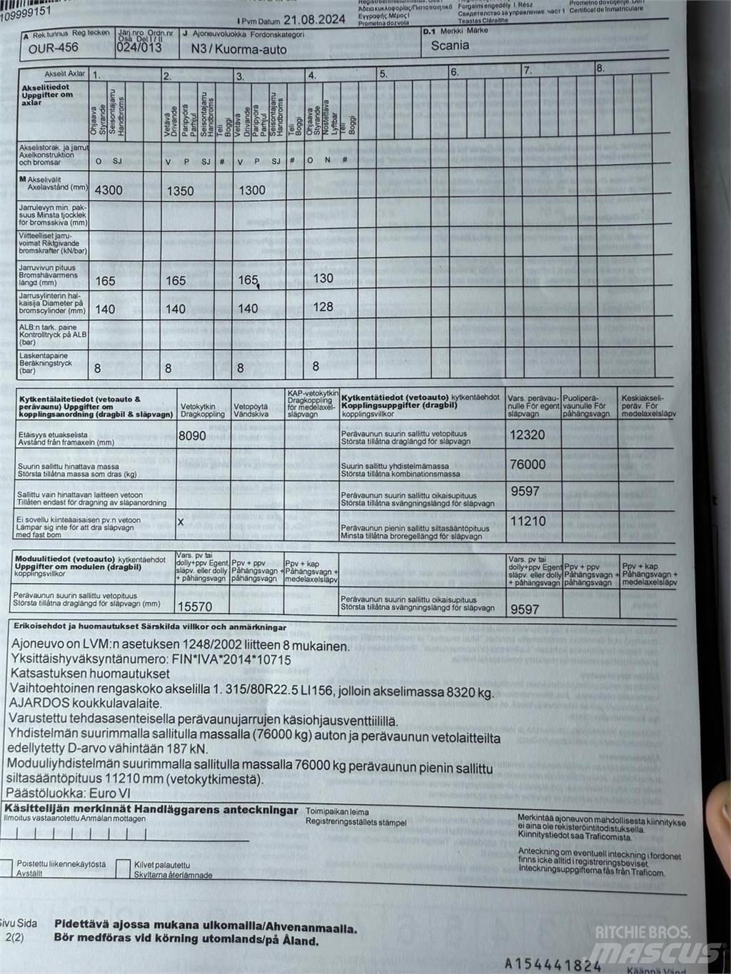 Scania R730 8x4 Φορτηγά ανατροπή με γάντζο