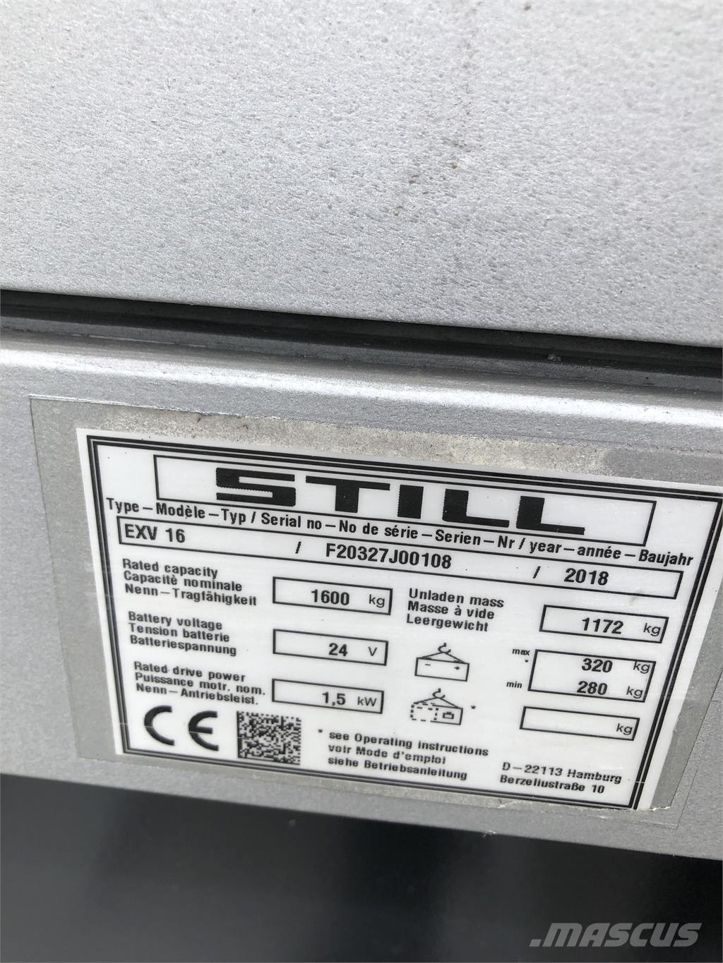 Still EXV 16 Ηλεκτρικά παλετοφόρα με ιστό