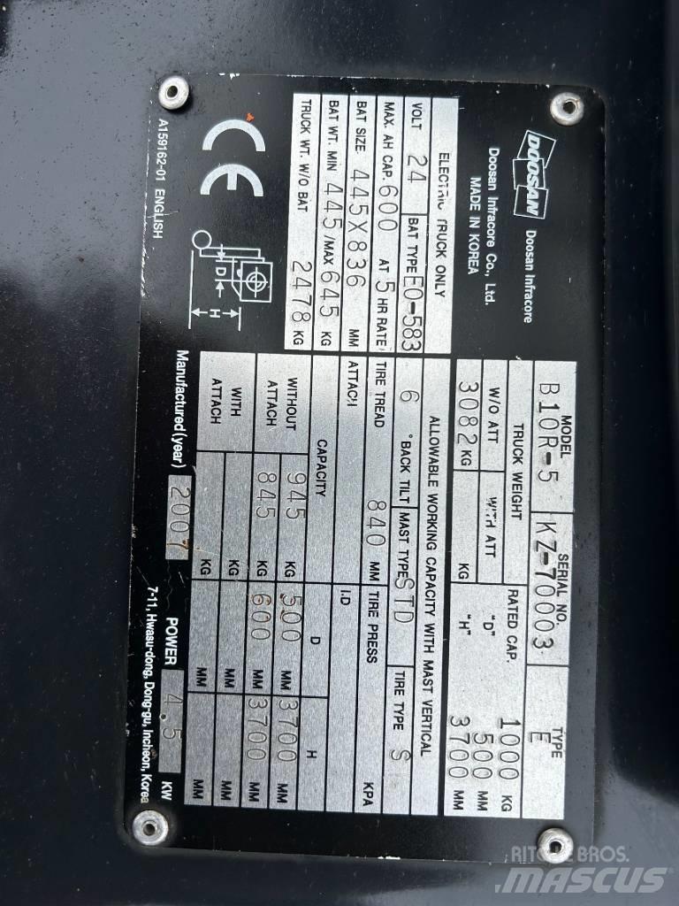 Doosan B10R-5 Ηλεκτρικά περονοφόρα ανυψωτικά κλαρκ