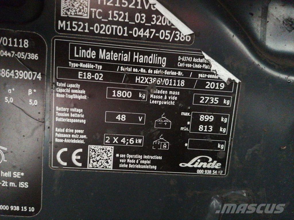 Linde E18-02 Ηλεκτρικά περονοφόρα ανυψωτικά κλαρκ