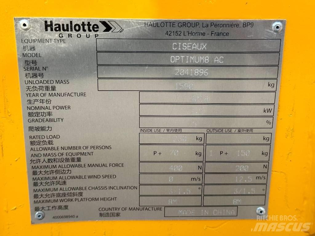 Haulotte OPTIMUM 8 Ανυψωτήρες ψαλιδωτής άρθρωσης