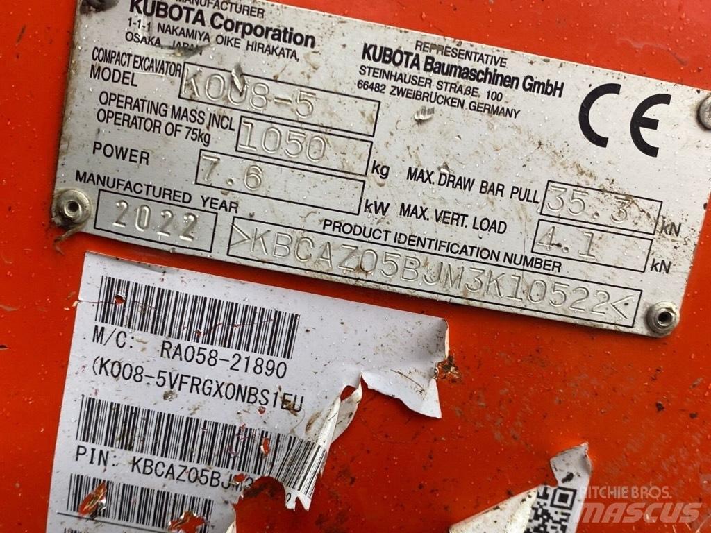 Kubota K008-5 Εκσκαφάκι (διαβολάκι) < 7t