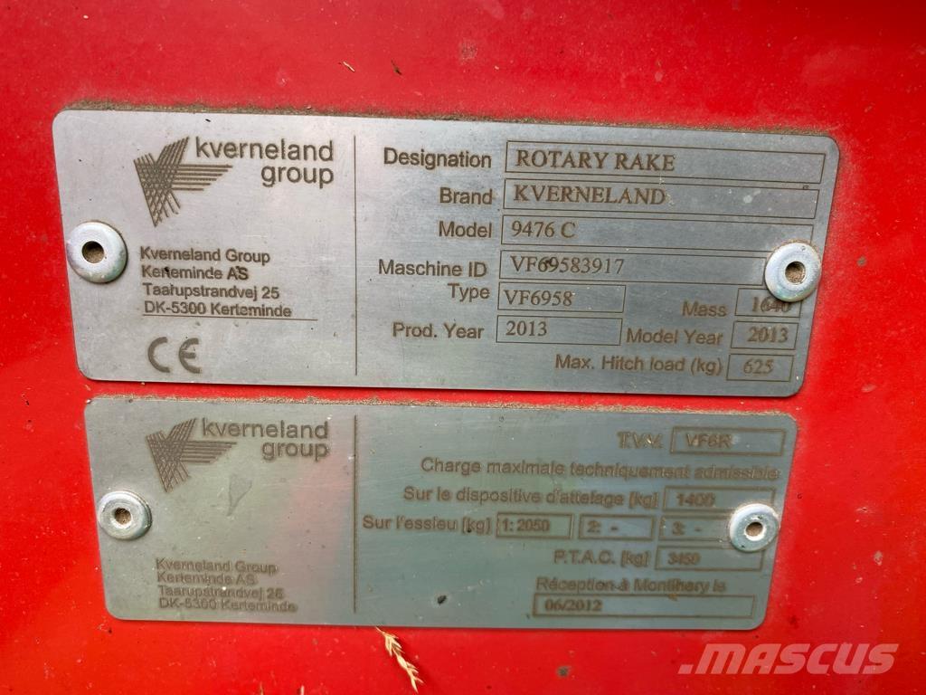 Kverneland 9476 c Αναμοχλευτήρες