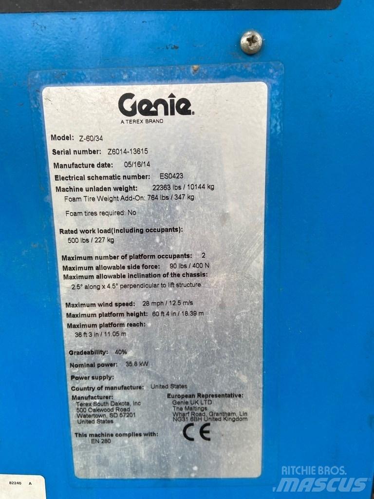Genie Z 60/34 RT Ανυψωτήρες με αρθρωτό βραχίονα