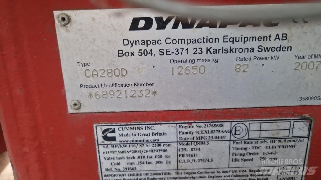 Dynapac Ca280d Οδοστρωτήρες διπλού κυλίνδρου