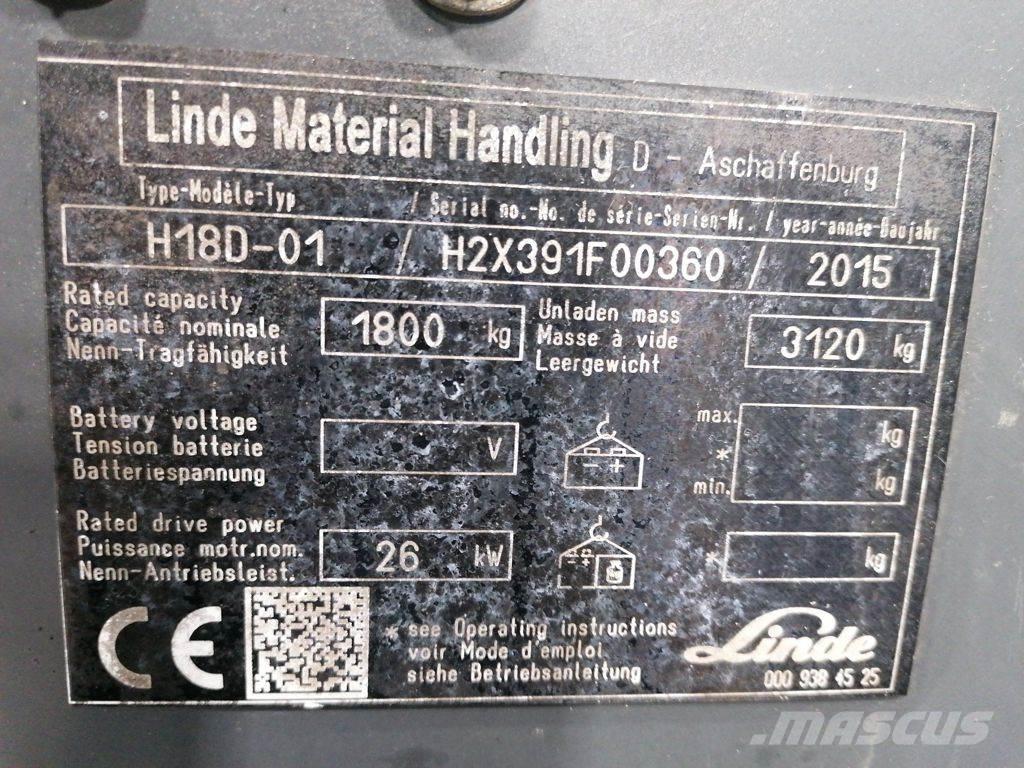 Linde H18D-01 Περονοφόρα ανυψωτικά κλαρκ με φυσικό αέριο LPG