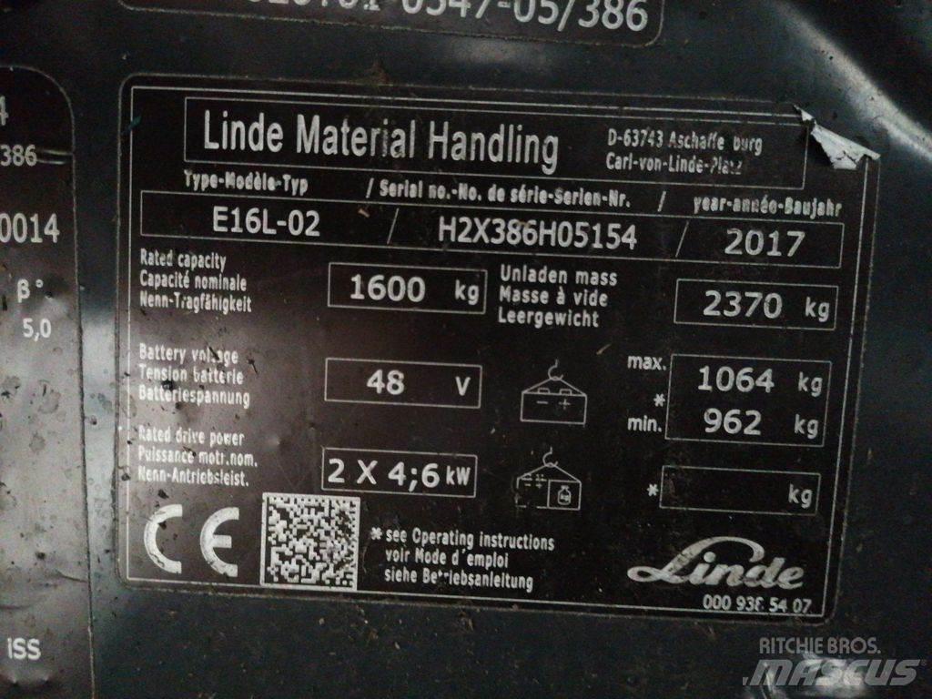 Linde E16L-02 Ηλεκτρικά περονοφόρα ανυψωτικά κλαρκ