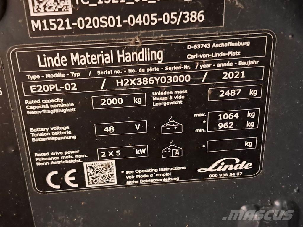 Linde E20PL-02 Ηλεκτρικά περονοφόρα ανυψωτικά κλαρκ