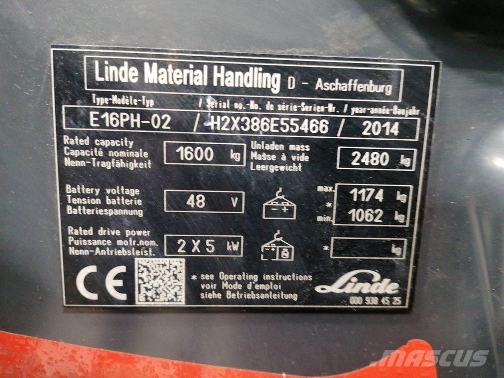 Linde E16PH-02 Ηλεκτρικά περονοφόρα ανυψωτικά κλαρκ