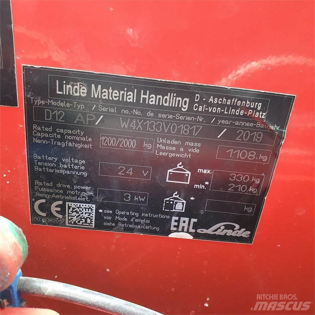 Linde D12AP Παλετοφόρα πεζού χειριστή με ιστό