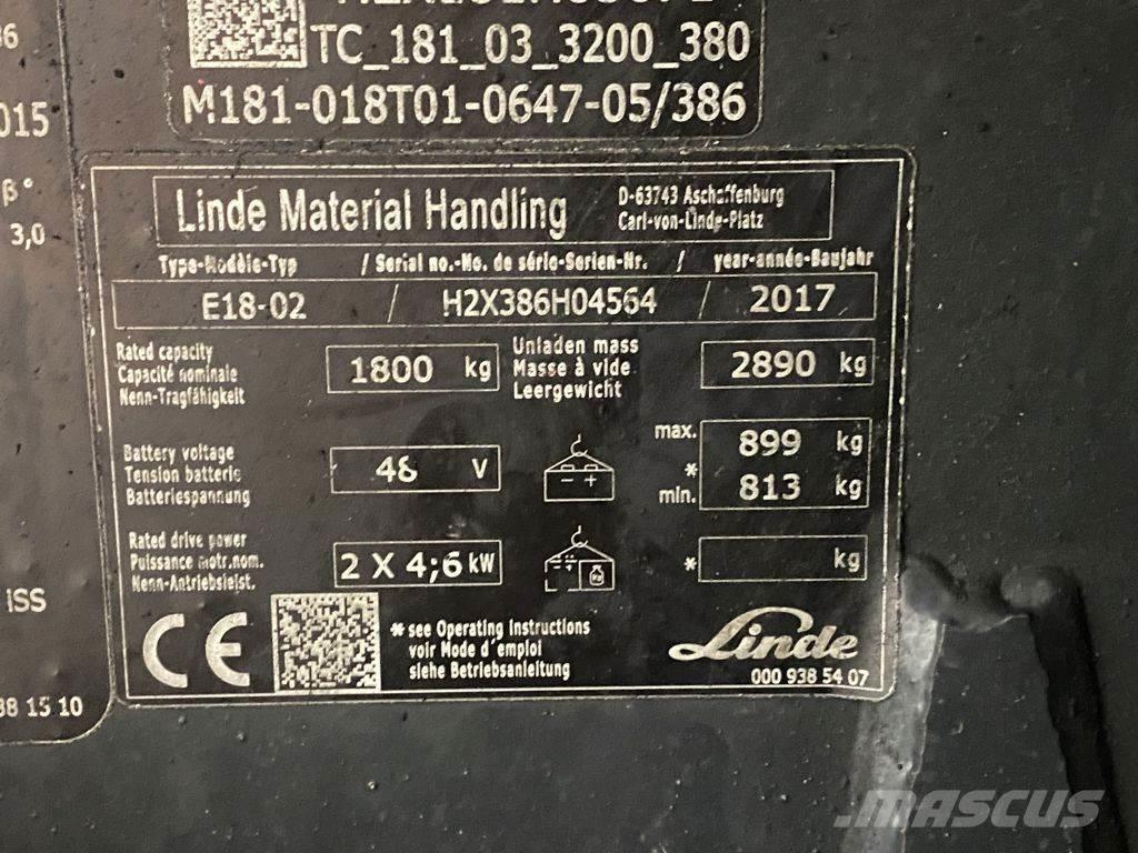 Linde E18-02 Ηλεκτρικά περονοφόρα ανυψωτικά κλαρκ