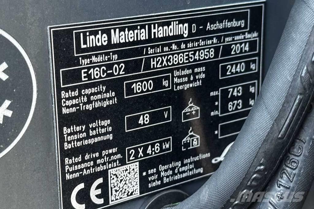 Linde E 16 C-02 Ηλεκτρικά περονοφόρα ανυψωτικά κλαρκ