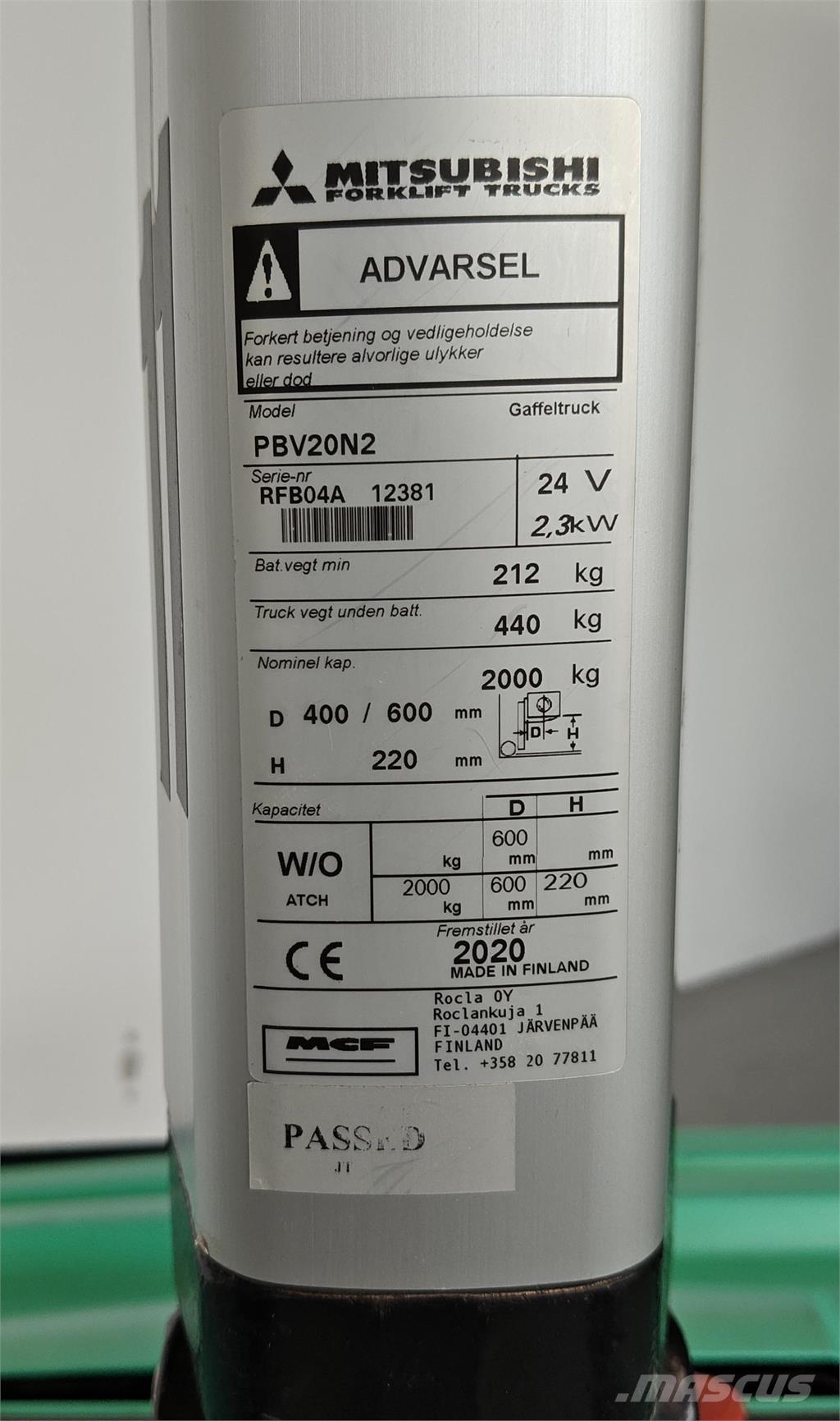 Mitsubishi PBV20N2 Φορτηγά με πλατφόρμα