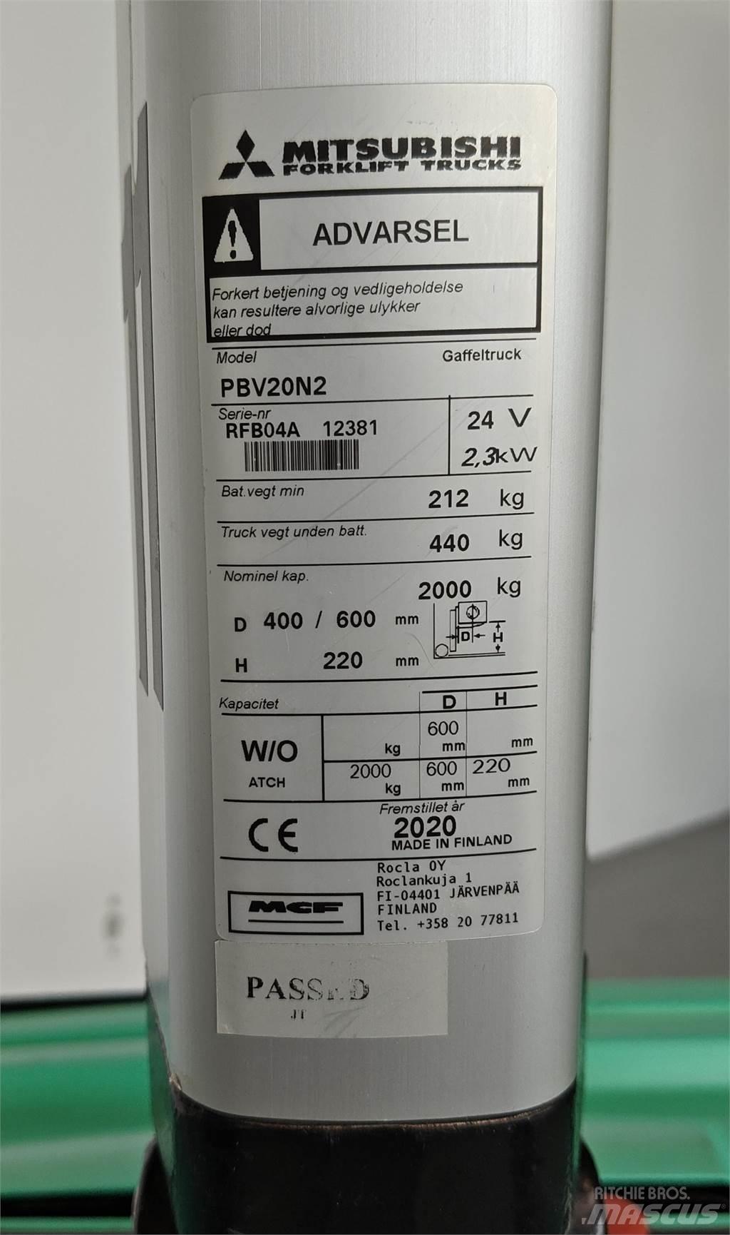 Mitsubishi PBV20N2 Περονοφόρα ανυψωτικά κλαρκ - άλλα