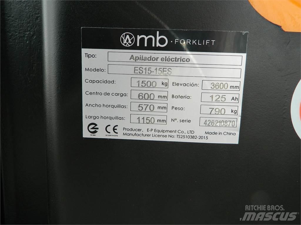  ES15 15ES 2S350 Παλετοφόρα πεζού χειριστή με ιστό