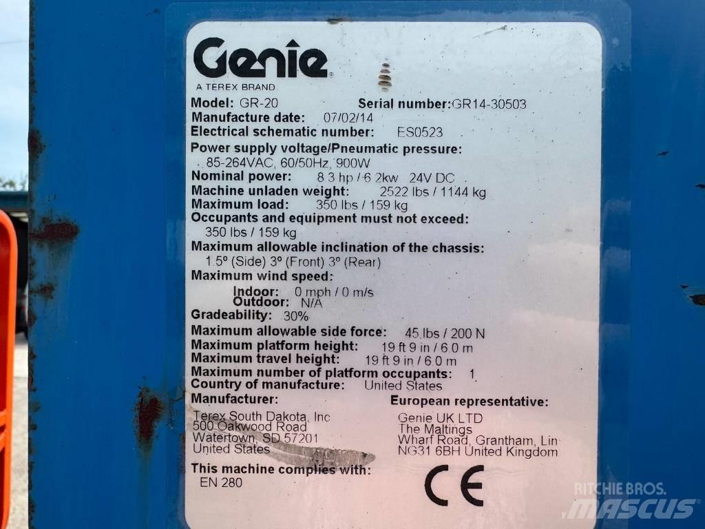 Genie GR 20 Ανυψωτήρες με κατακόρυφους πυλώνες