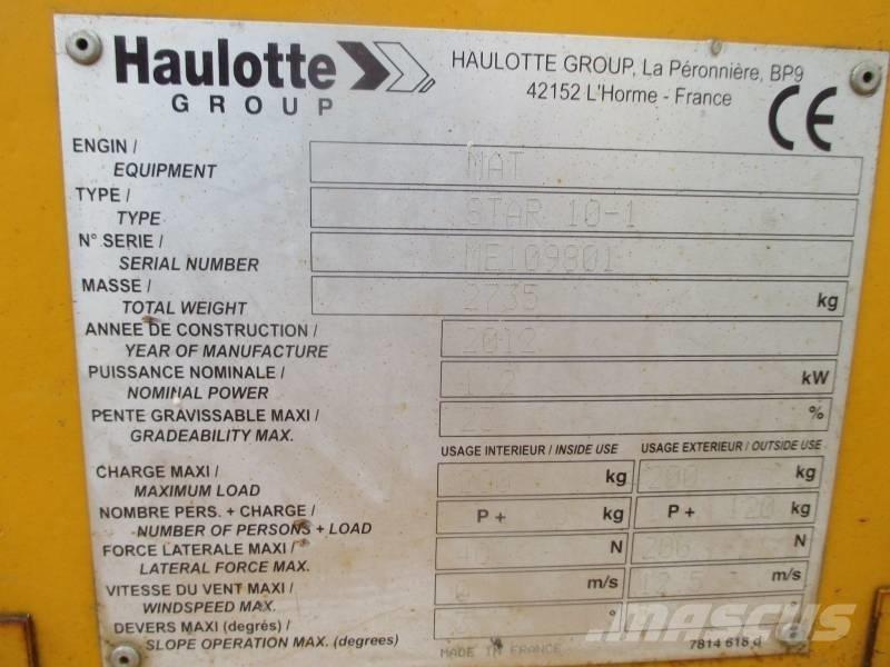 Haulotte Star 10 Ανυψωτήρες με κατακόρυφους πυλώνες