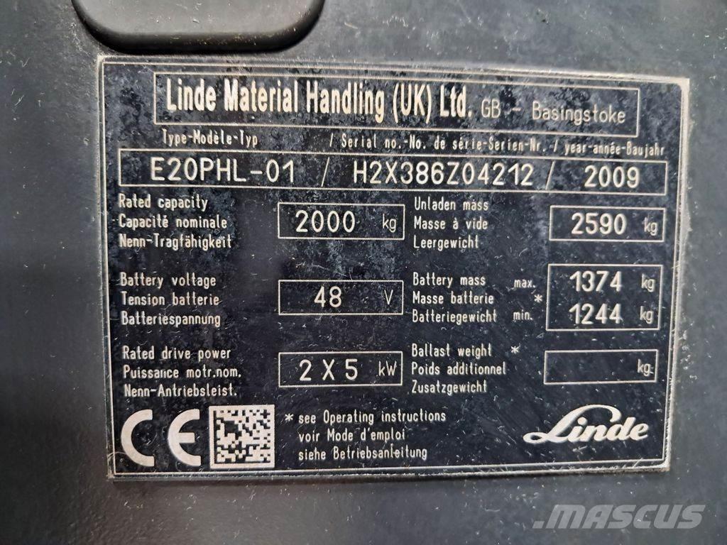 Linde E20PHL-01 Ηλεκτρικά περονοφόρα ανυψωτικά κλαρκ
