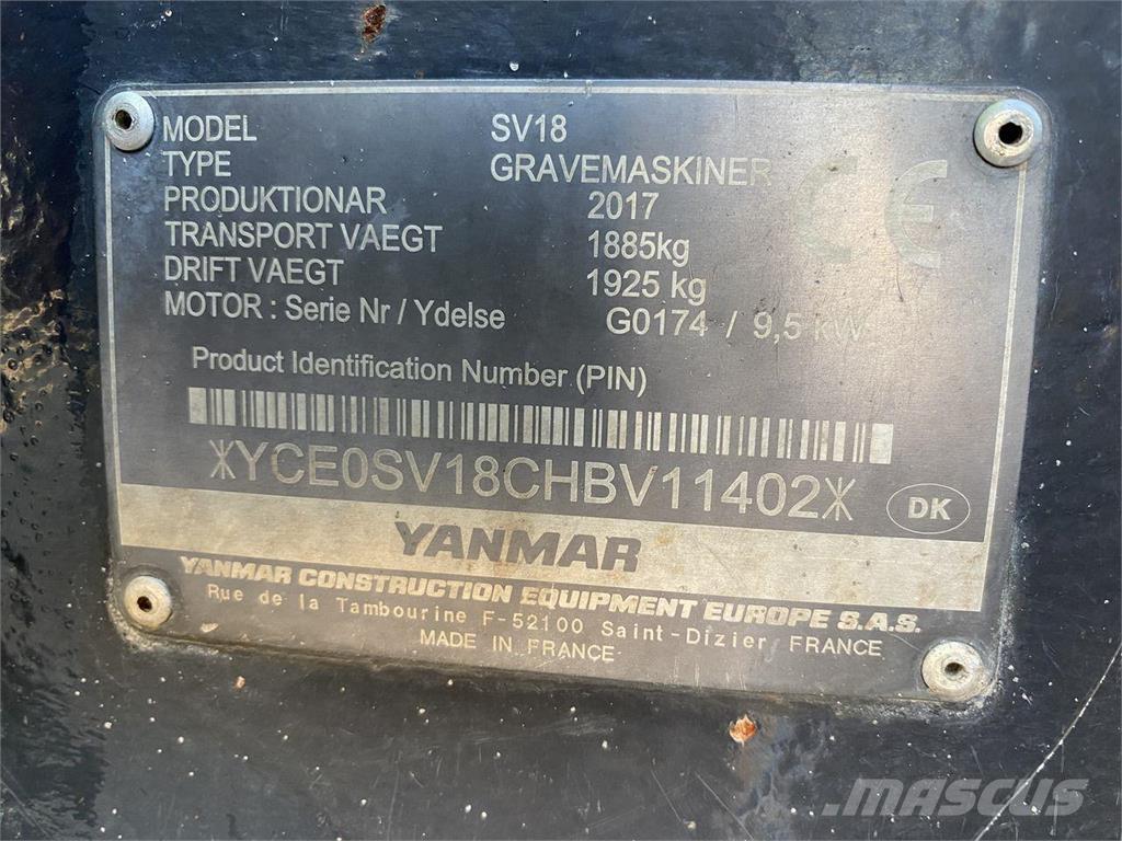 Yanmar SV18 Εκσκαφείς με τροχούς - λάστιχα