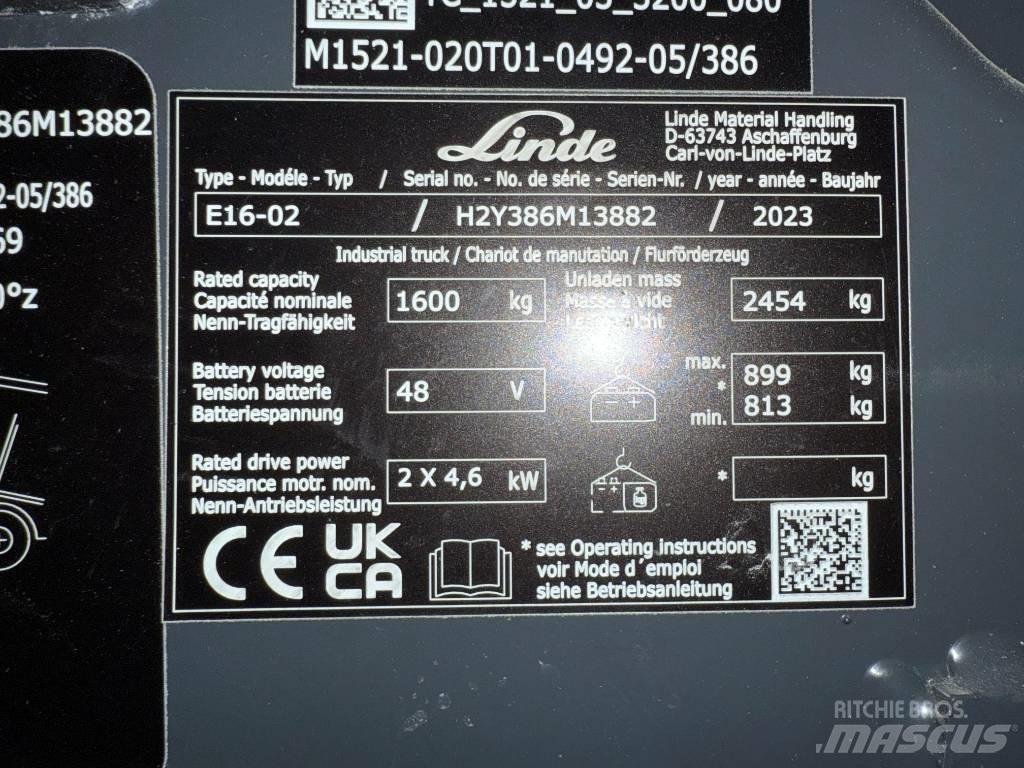Linde E16/386-02 Ηλεκτρικά περονοφόρα ανυψωτικά κλαρκ