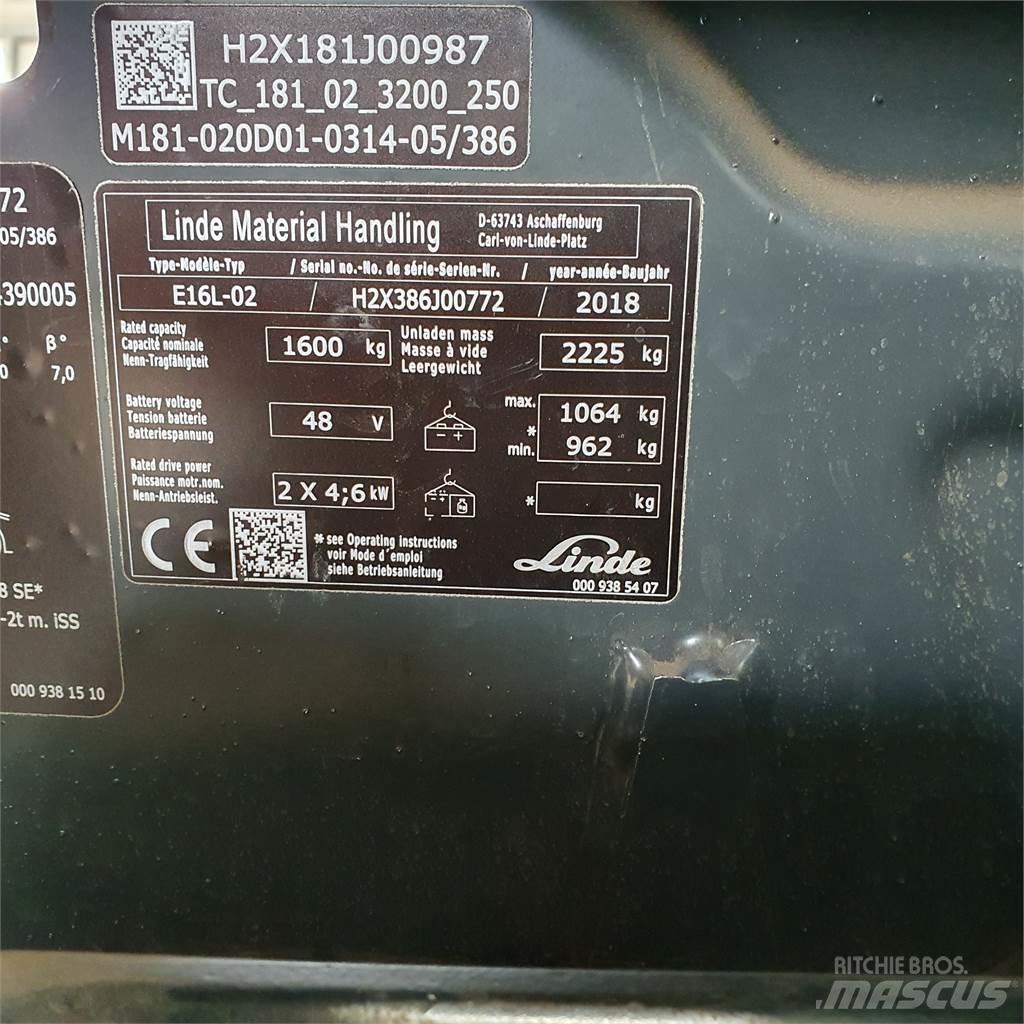 Linde E16L Ηλεκτρικά περονοφόρα ανυψωτικά κλαρκ
