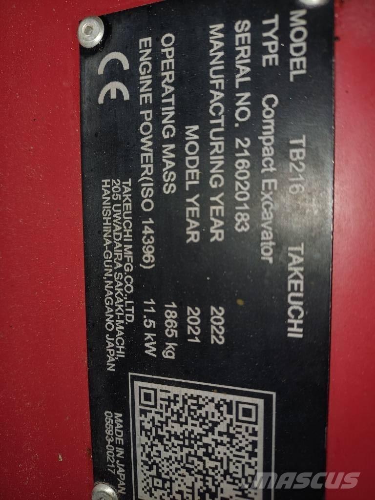 Takeuchi TB 216 Εκσκαφάκι (διαβολάκι) < 7t