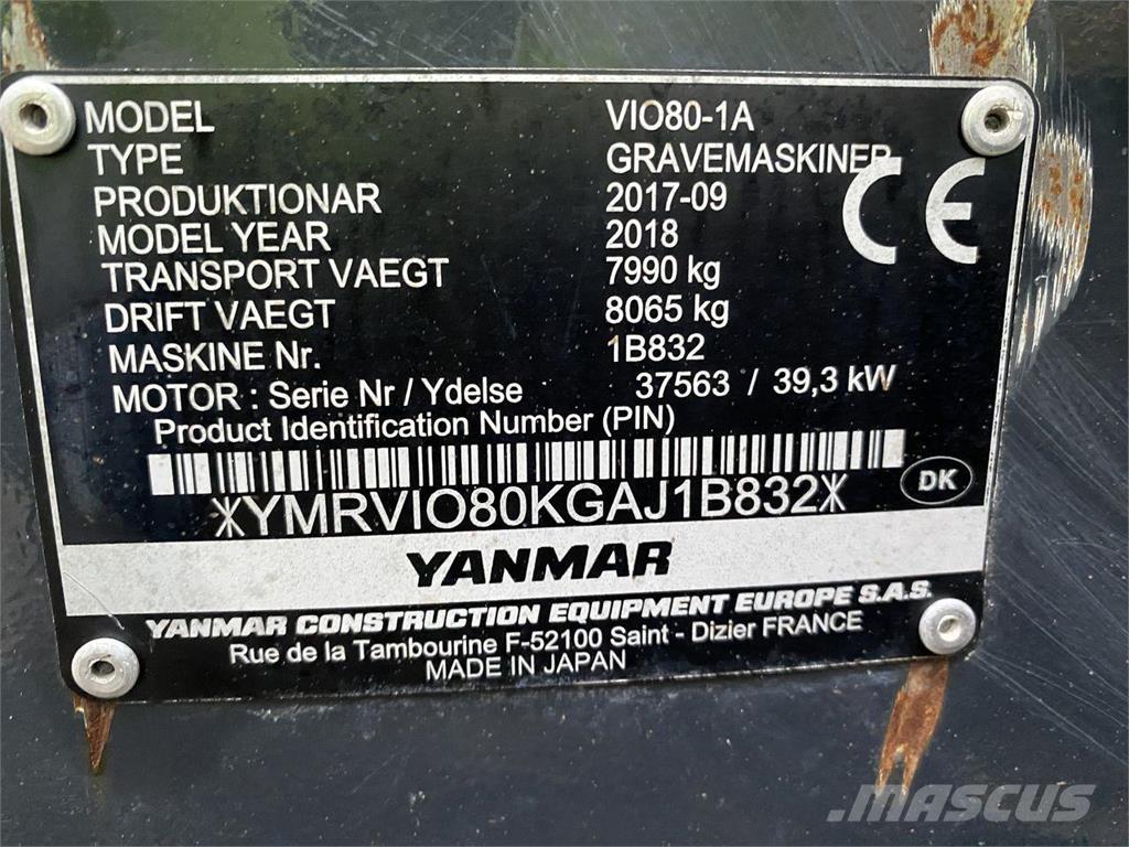 Yanmar VIO80-1A Εκσκαφείς με τροχούς - λάστιχα