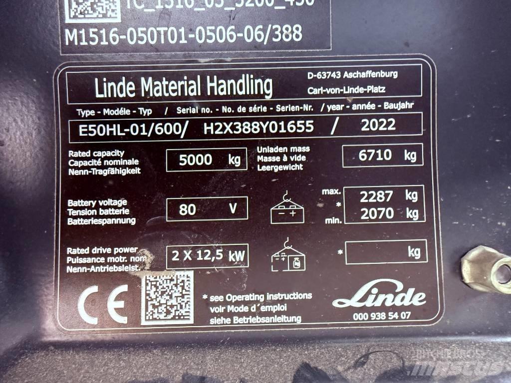 Linde E50/600HL/388 Ηλεκτρικά περονοφόρα ανυψωτικά κλαρκ