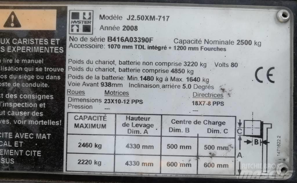 Hyster J 2.50 XM Ηλεκτρικά περονοφόρα ανυψωτικά κλαρκ