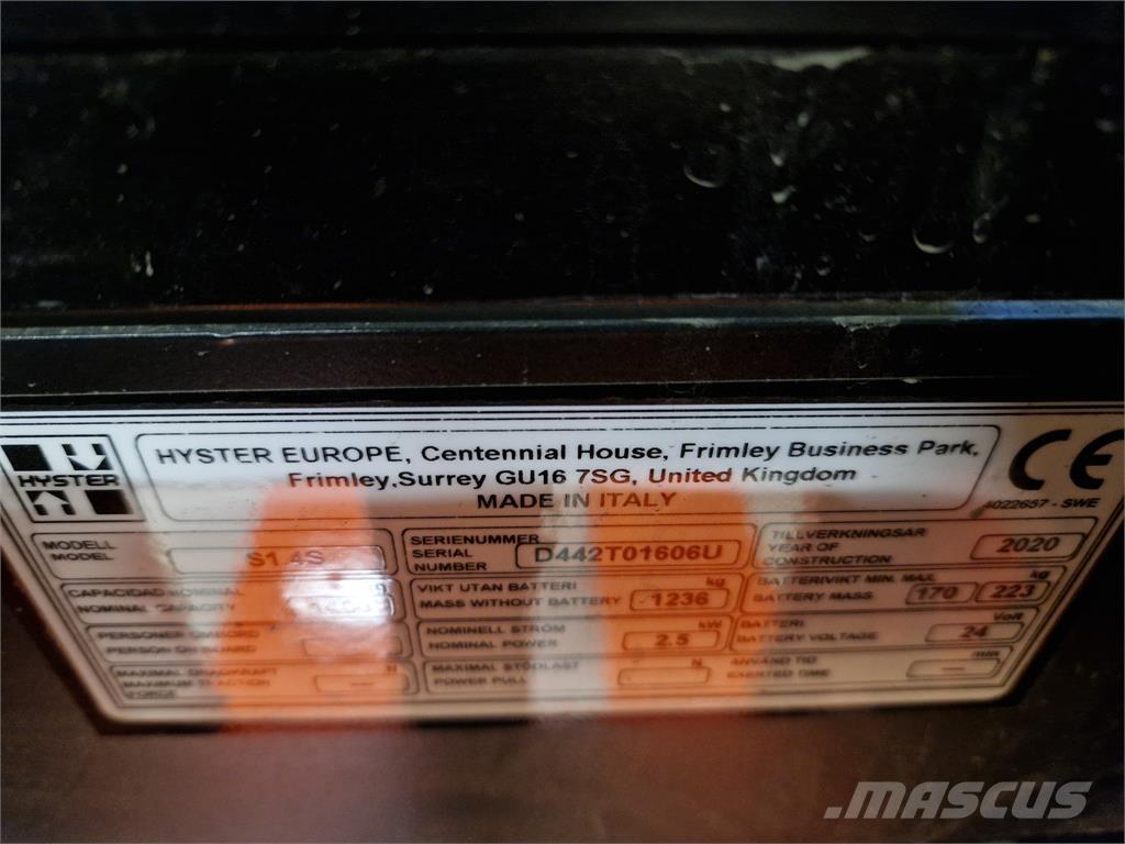 Hyster S1.4S IL Ηλεκτρικά παλετοφόρα με ιστό