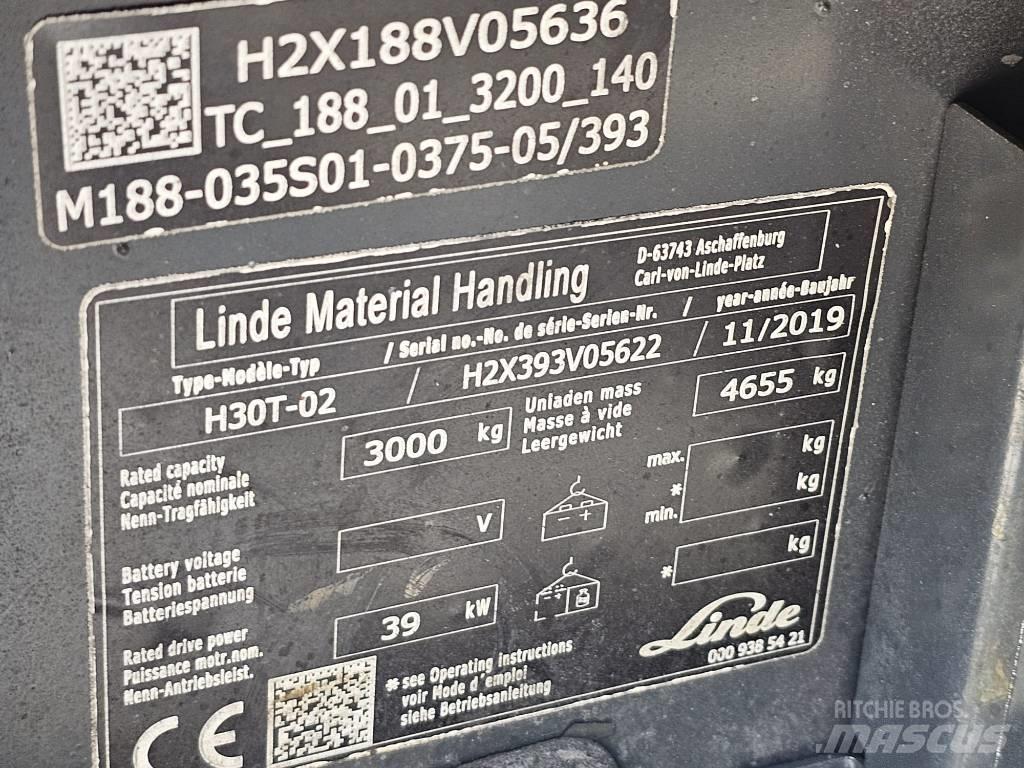 Linde H30T-02 Περονοφόρα ανυψωτικά κλαρκ με φυσικό αέριο LPG