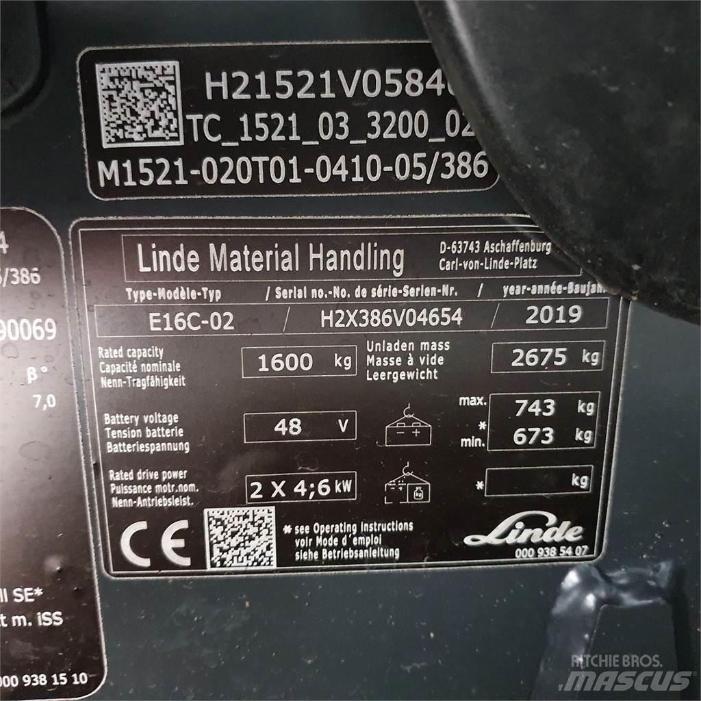 Linde E16C Ηλεκτρικά περονοφόρα ανυψωτικά κλαρκ
