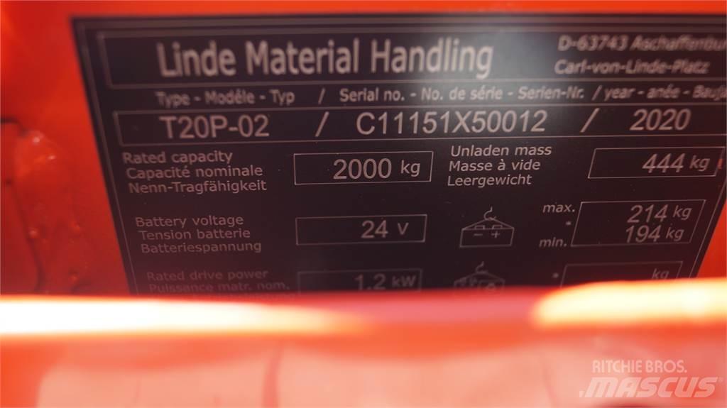 Linde T20P Χειροκίνητο περονοφόρο ανυψωτικό