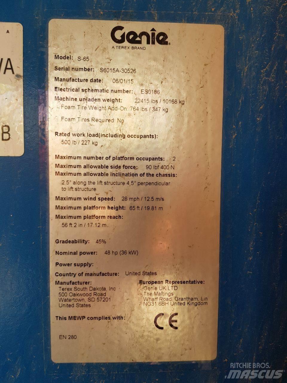 Genie S65 Ανυψωτήρες με τηλεσκοπικό βραχίονα