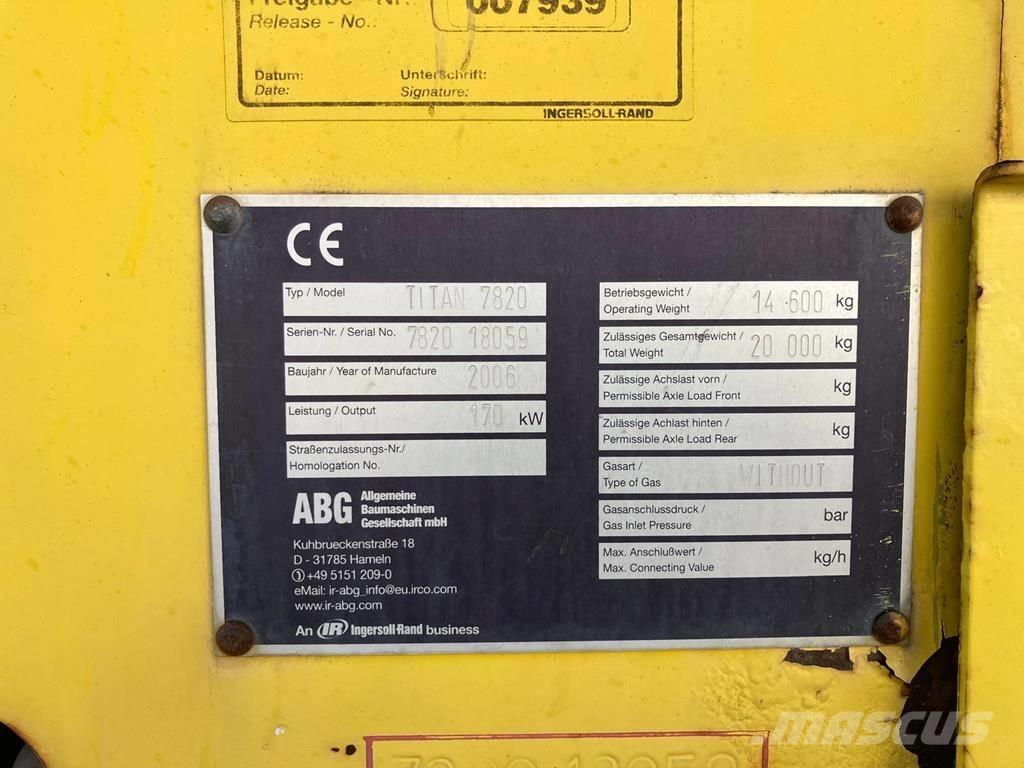 Volvo ABG 7820 Επίστρωση ασφάλτου