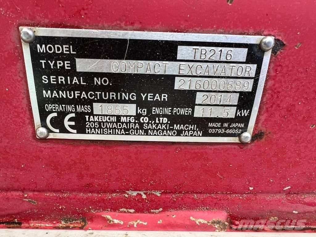 Takeuchi TB 216 Εκσκαφάκι (διαβολάκι) < 7t