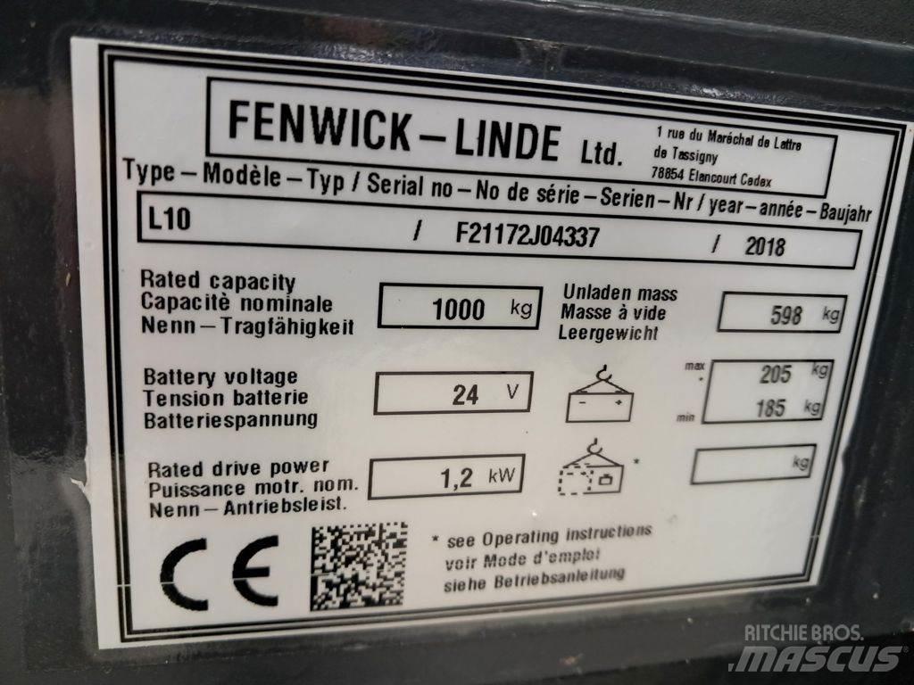 Linde L10 Παλετοφόρα πεζού χειριστή με ιστό