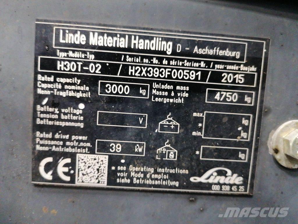 Linde H30T-02 Περονοφόρα ανυψωτικά κλαρκ με φυσικό αέριο LPG