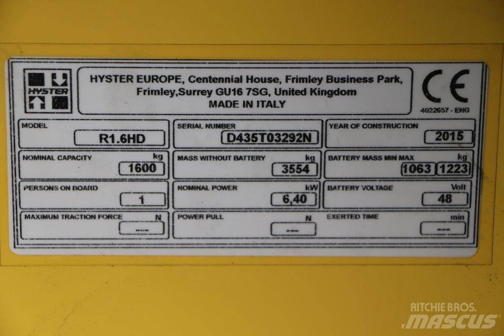 Hyster R 1.6 Ηλεκτρικά περονοφόρα ανυψωτικά κλαρκ