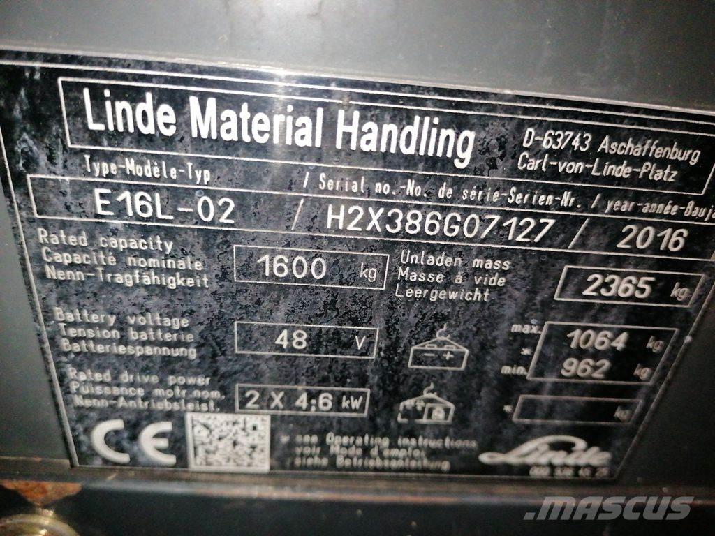 Linde E16L-02 Ηλεκτρικά περονοφόρα ανυψωτικά κλαρκ