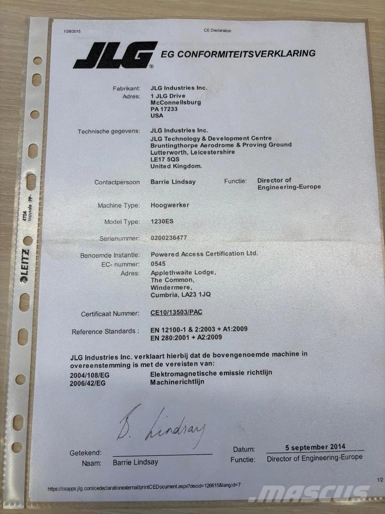 JLG 1230ES Ανυψωτήρες ψαλιδωτής άρθρωσης