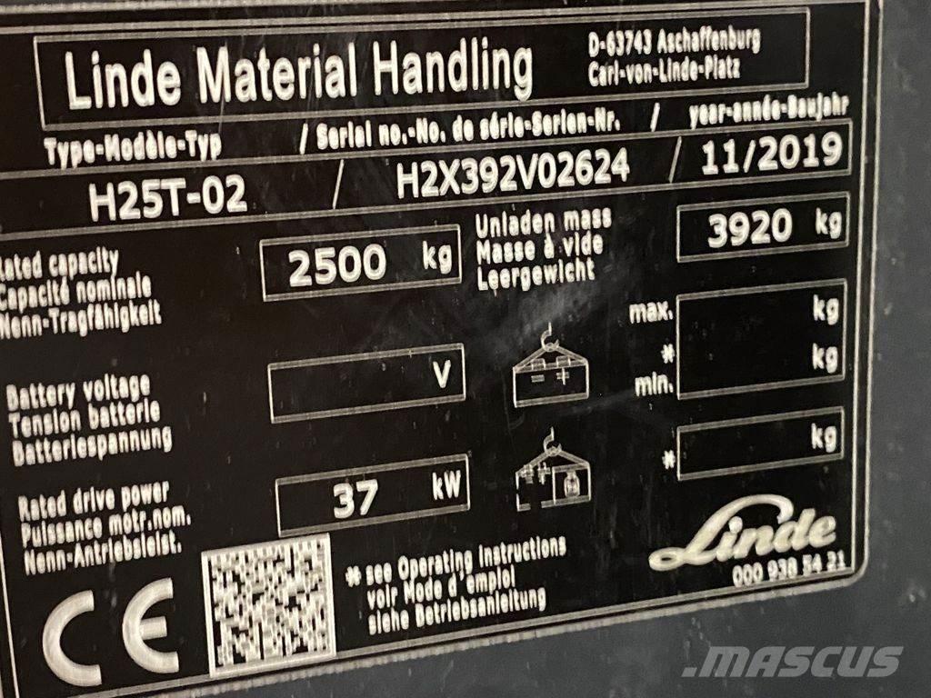 Linde H25T-02 Περονοφόρα ανυψωτικά κλαρκ με φυσικό αέριο LPG