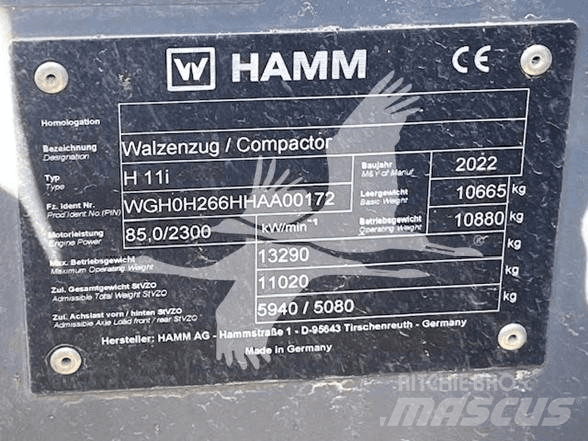 Hamm H11i Οδοστρωτήρες μονού κυλίνδρου