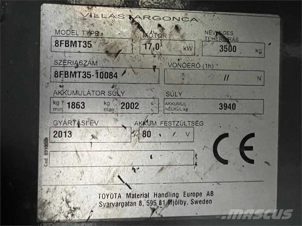 Toyota 8FBMT35 Ηλεκτρικά περονοφόρα ανυψωτικά κλαρκ