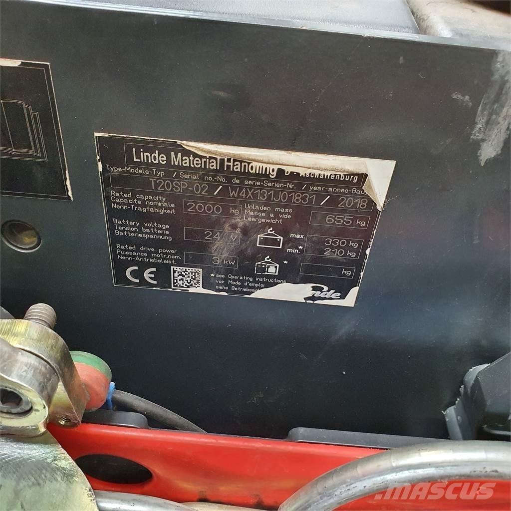 Linde T20SP lang Παλετοφόρα πεζού χειριστή με ιστό